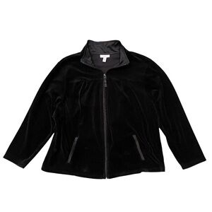 Charter Club Black Velour Zipper Jacket 1X